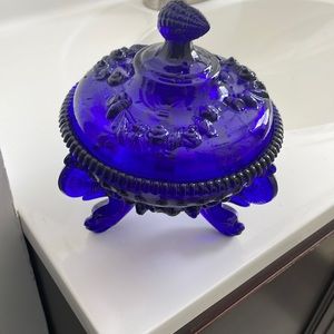 Vintage blue crystal  dish